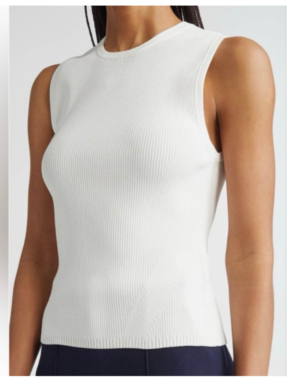 NWT Veronica Beard Rib Sweater Tank in White M